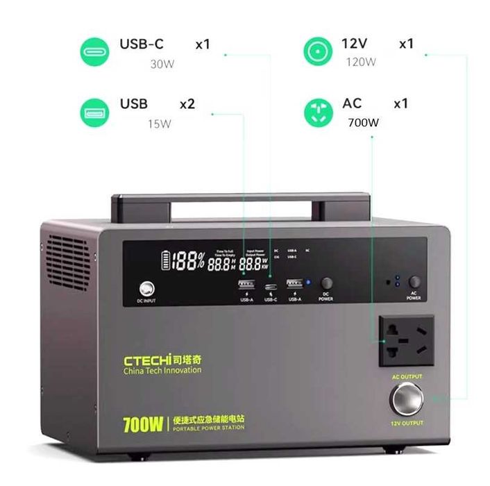 Зарядна станція CTECHi STBD-700Max 700W 460Wh (LiFePO4) 144000mAч