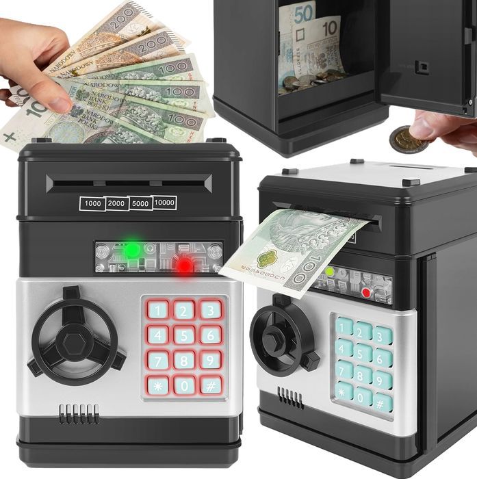 Sejf Skarbonka Na Monety I Banknoty Elektryczny Bankomat Wpłatomat Kod