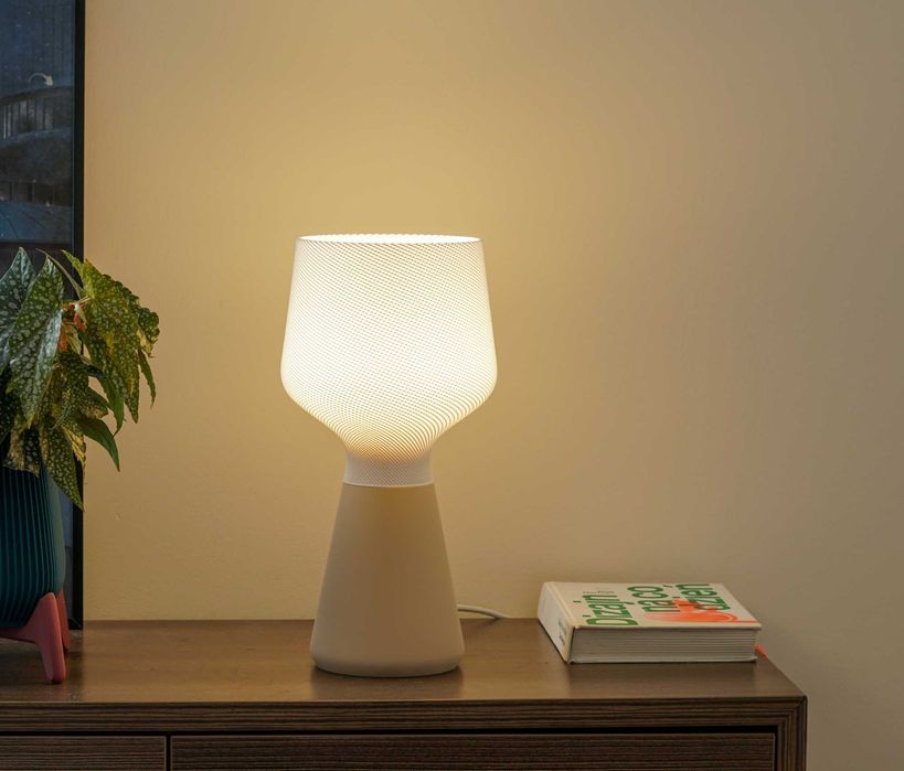 Lampa stołowa CALIZ M - gładki beż/biały - polska produkcja