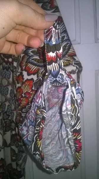 TOP SECRET biała kremowa koszula bluzka we wzory w kwiaty boho folk