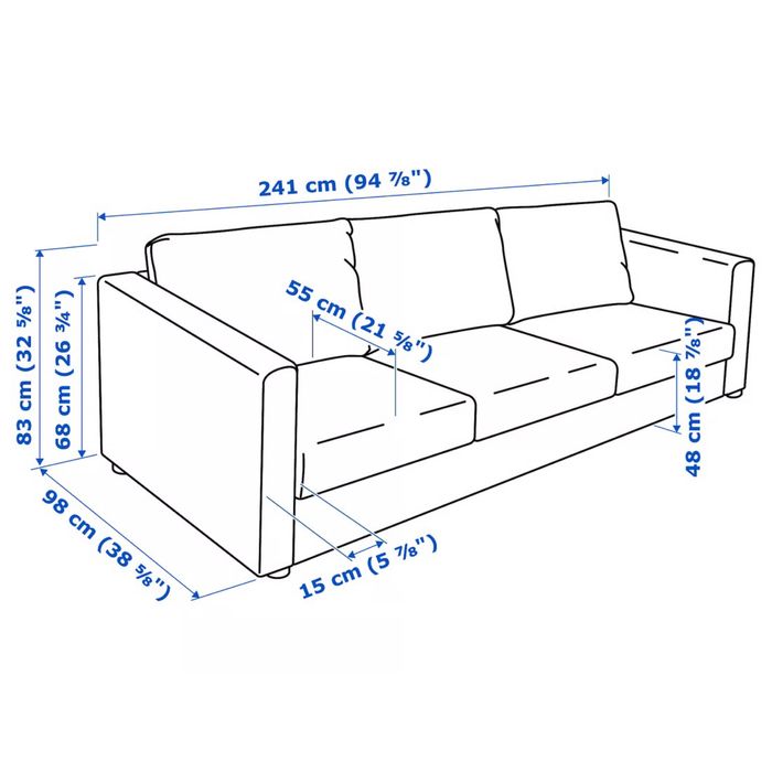 Sofa IKEA Vimle 3-osobowa, Gunnared średnioszary szara SUPER STAN
