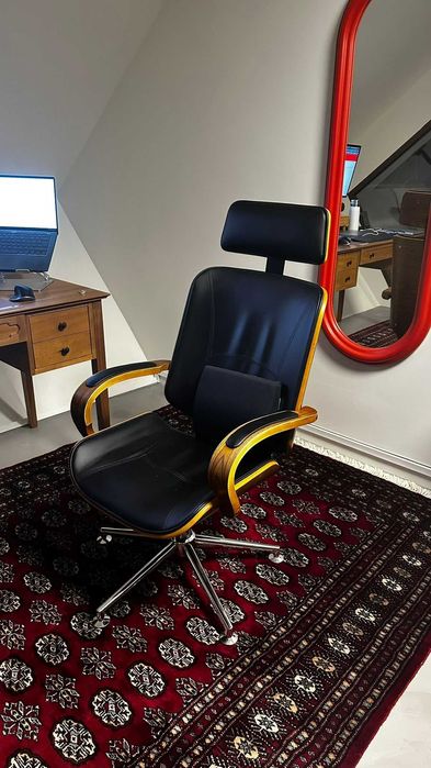 vidaXL Cadeira giratória c/ apoio de cabeça madeira, Office Chair