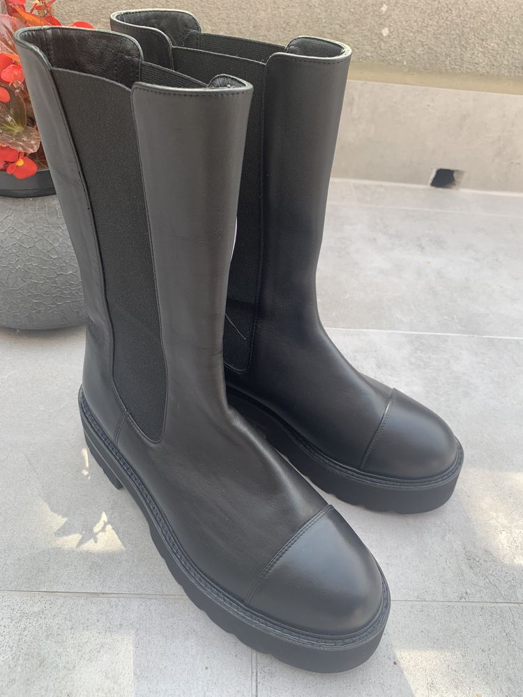 Stuart weitzman botki damskie czarne premium skora