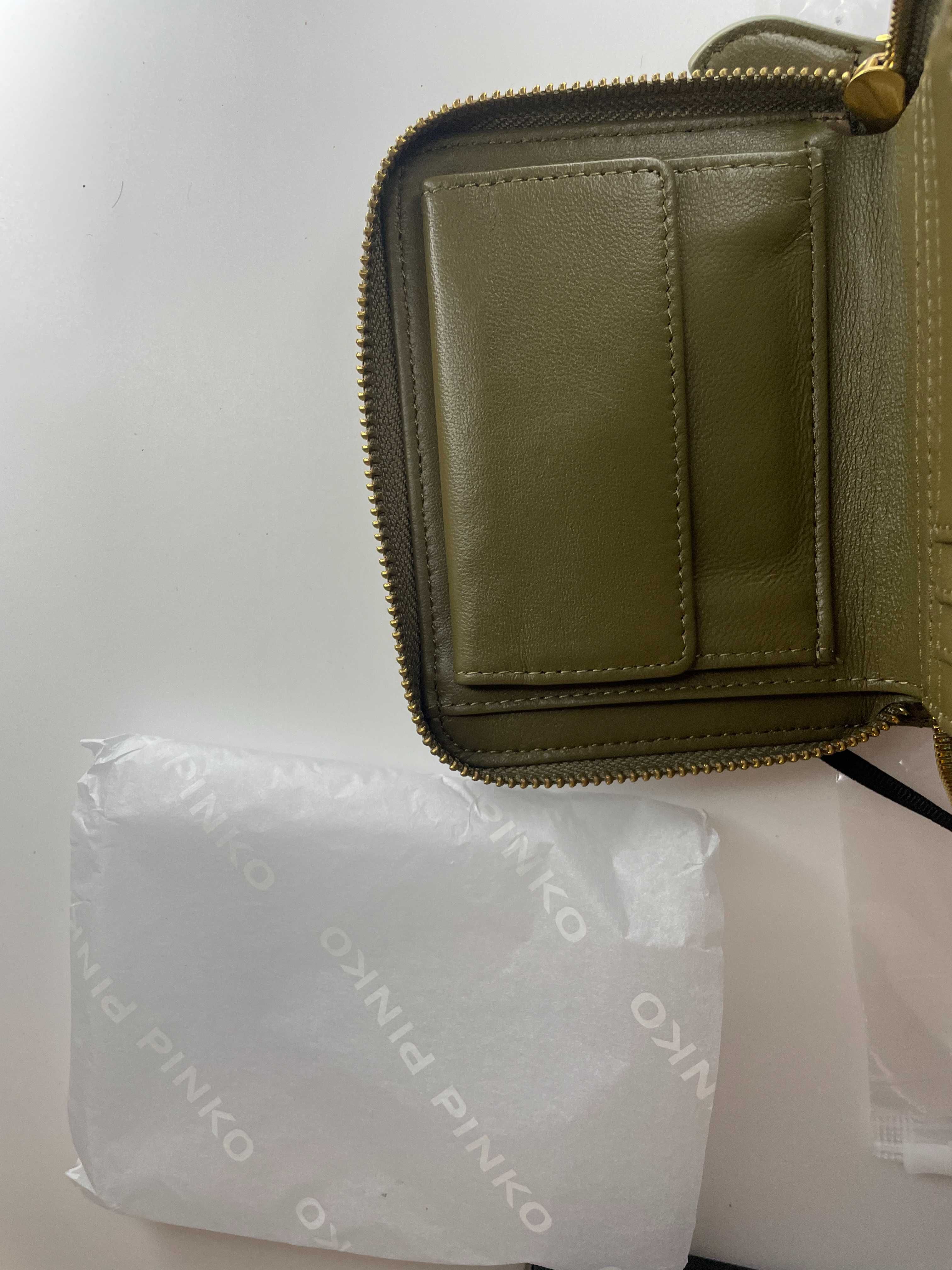 portfel pinko taylor wallet zip around m v quilt zielony
