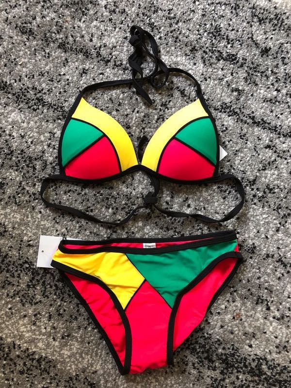 Strój kąpielowy bikini neon zielony czerwony XS i s