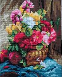 Obraz Georges Jeannin Bukiet kwiatów haft krzyżykowy handmade