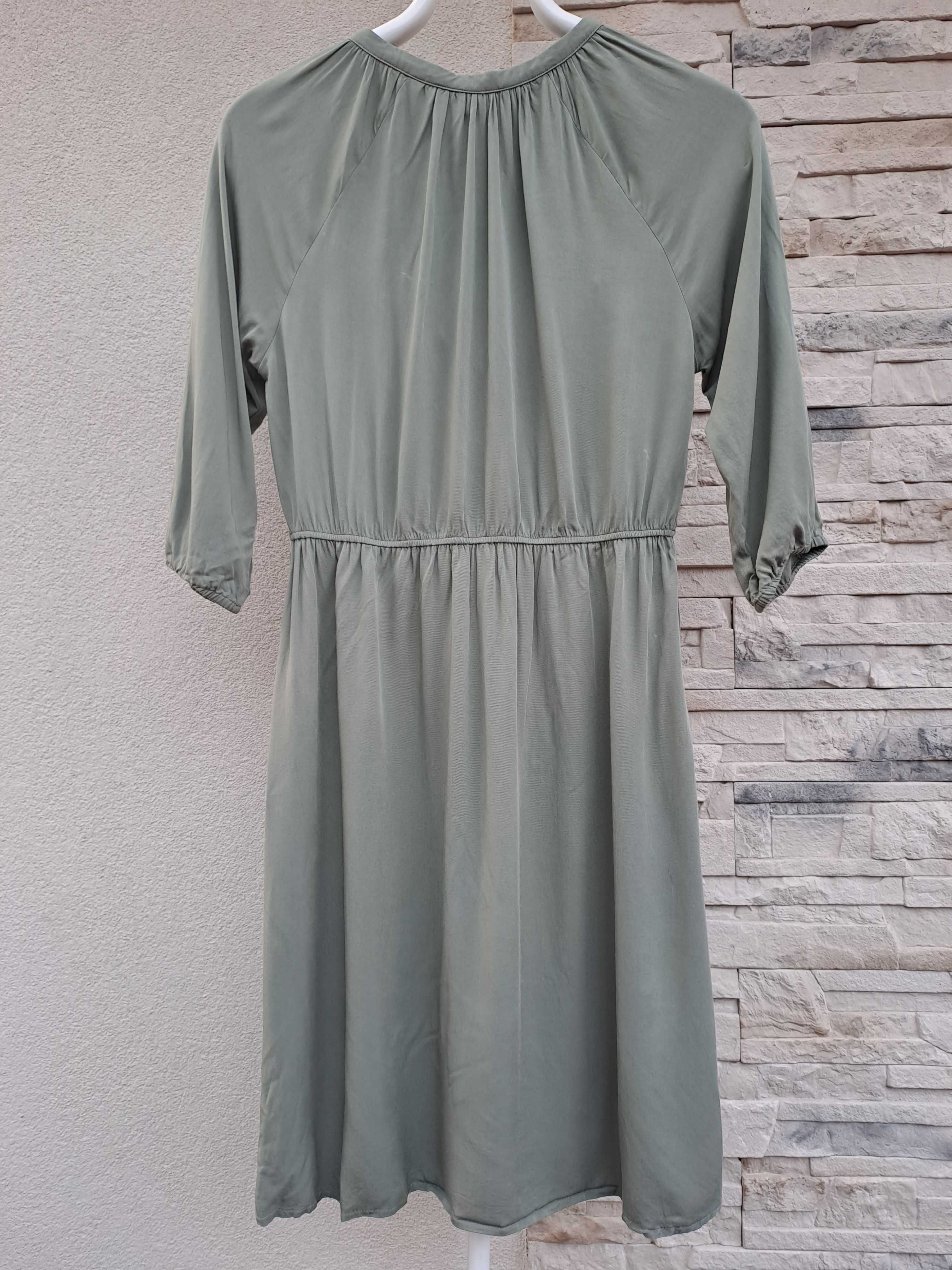 Sukienka Greenpoint midi khaki tencel lyocell 42 XL