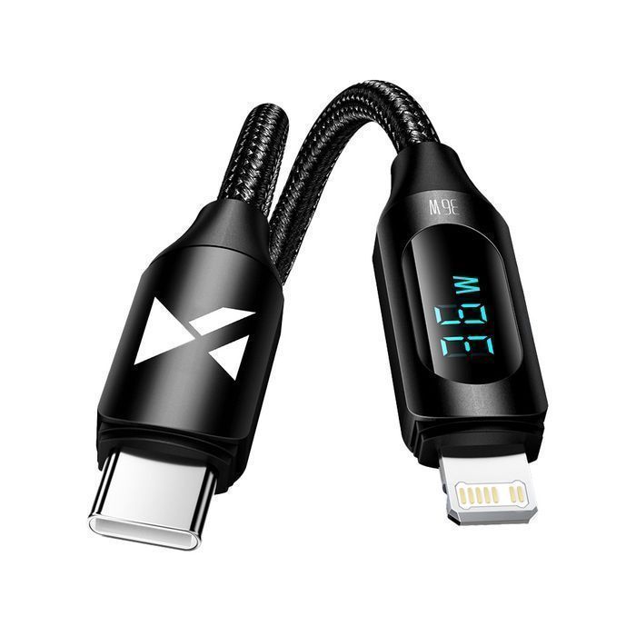 Kabel USB-C - Lightning Wozinsky 36W LED 1M - Czarny