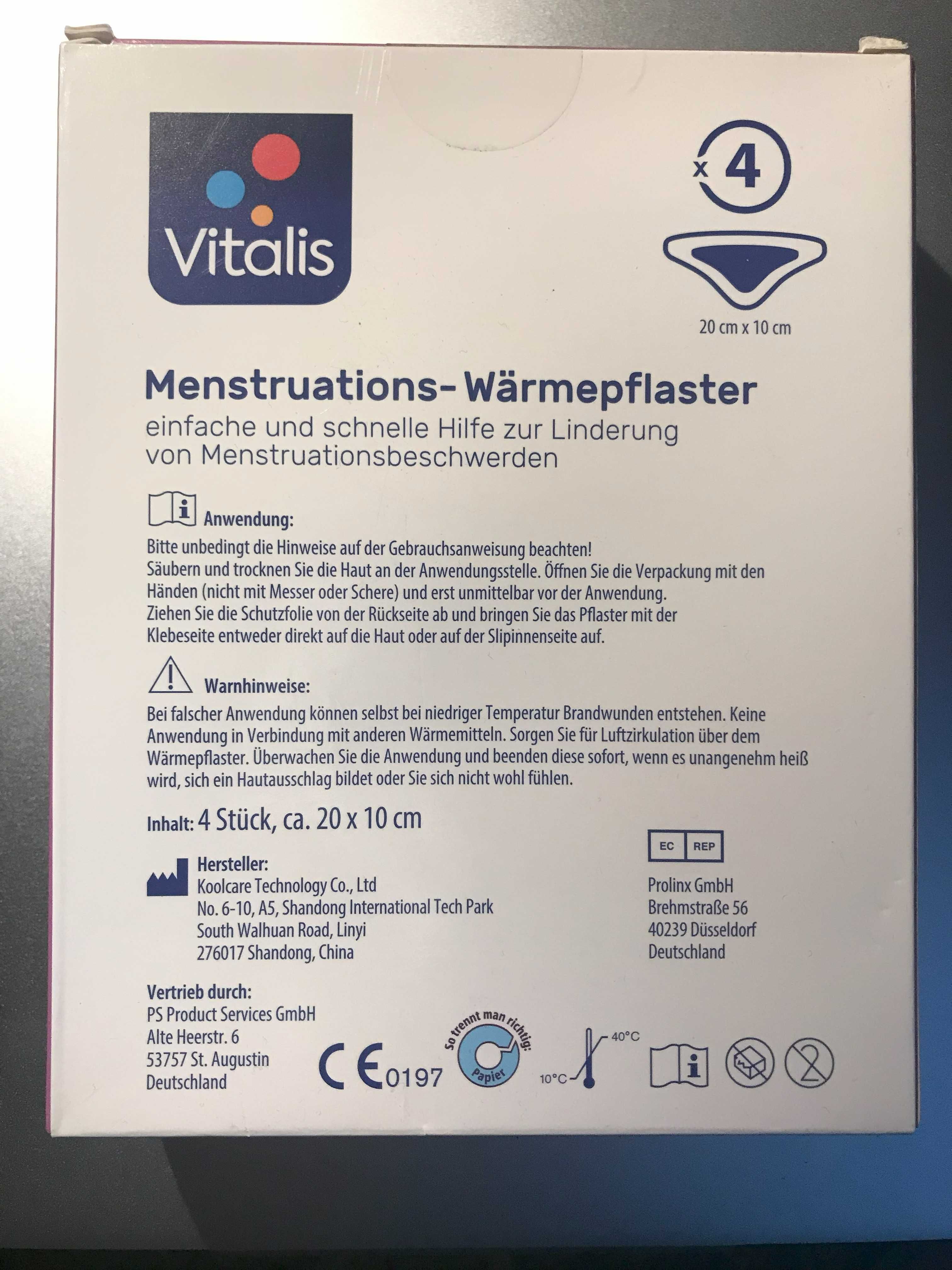 Зігріваючий пластир для полегшення менструального болю vitalis