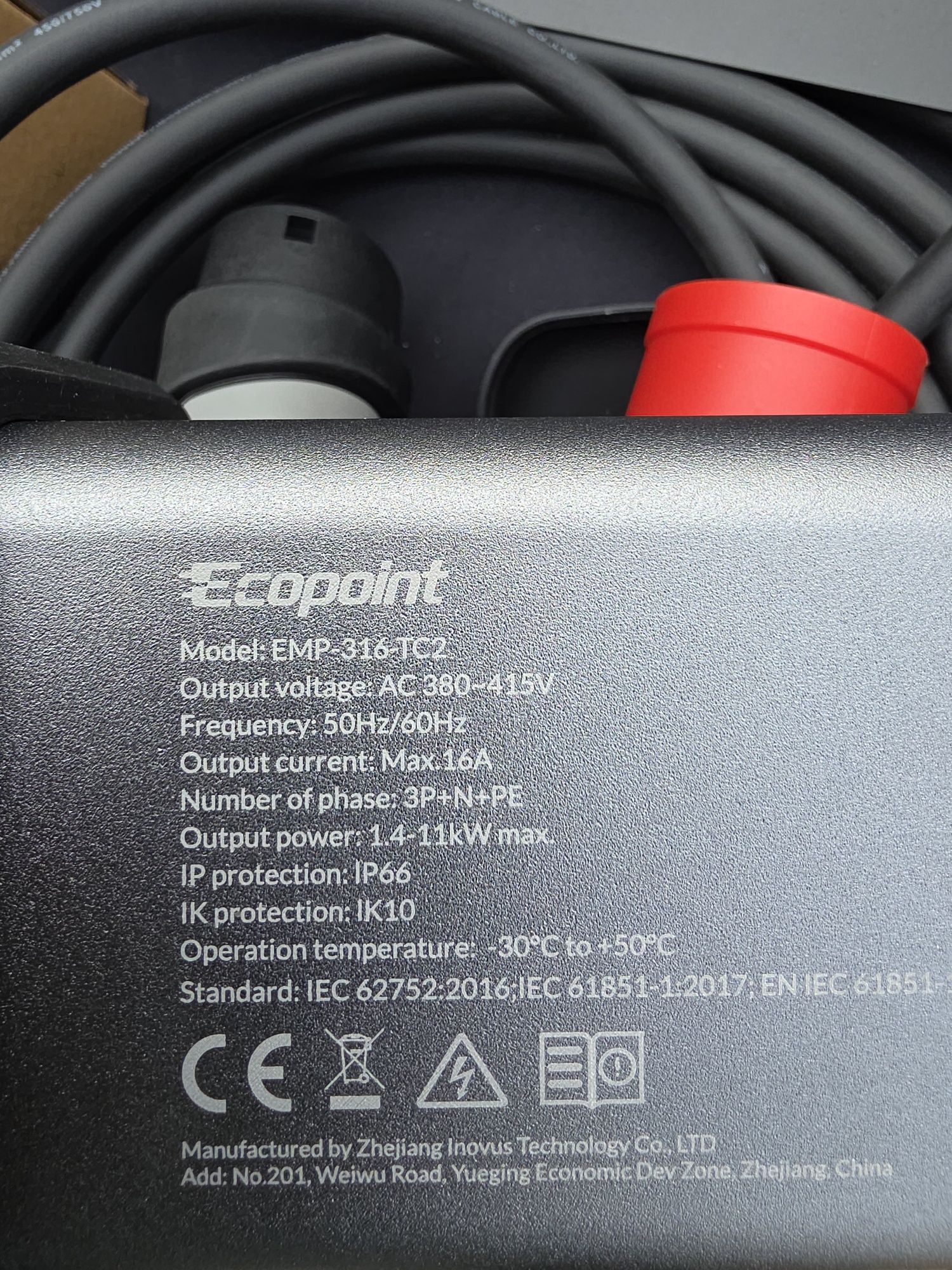 Ładowarka do samochodu ECOPOINT 3-fazowa 11kw. WiFi Bluetooth