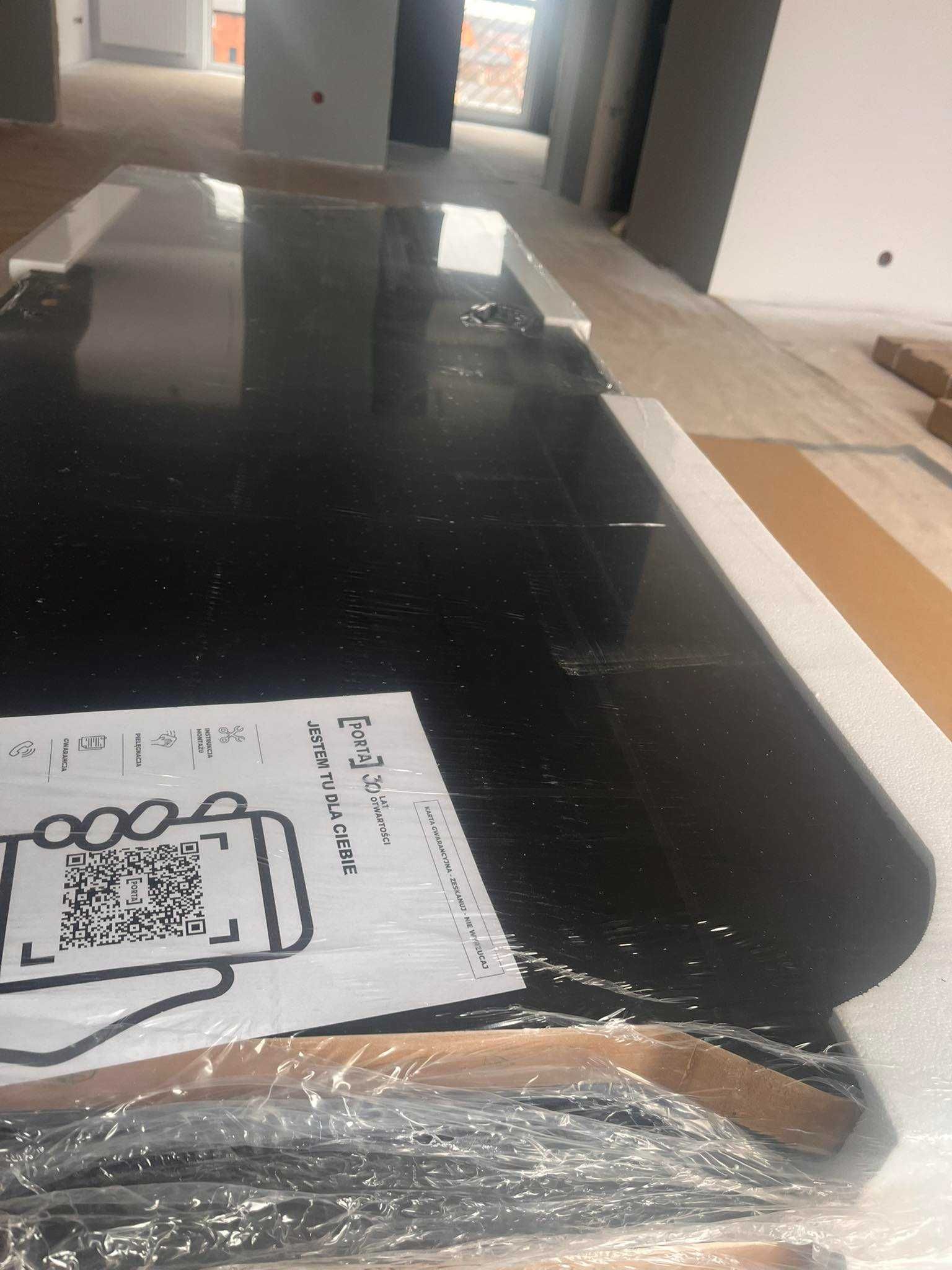 Drzwi łazienkowe Porta Line L.1, Prawe, 80 cm, Czarne-czarne intarsje