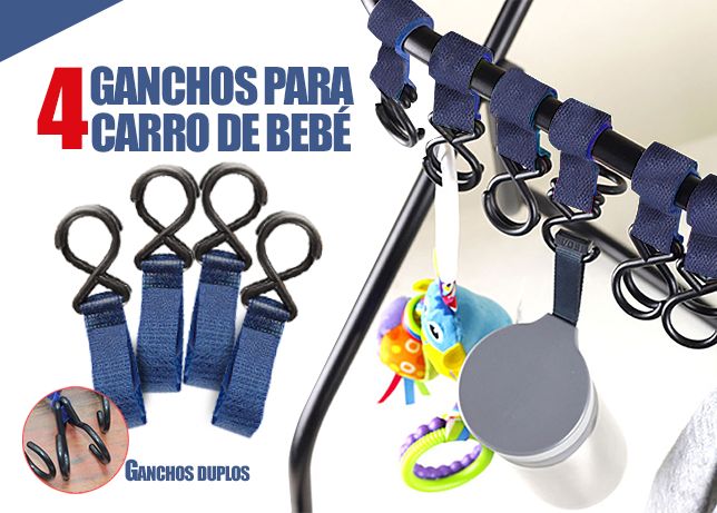 Ganchos para carrinho de bebe, novos e praticos