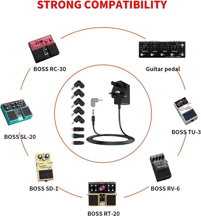 Zasilacz ładowarka 9V 1A do keyboard CPS LD MA gitar pedałów