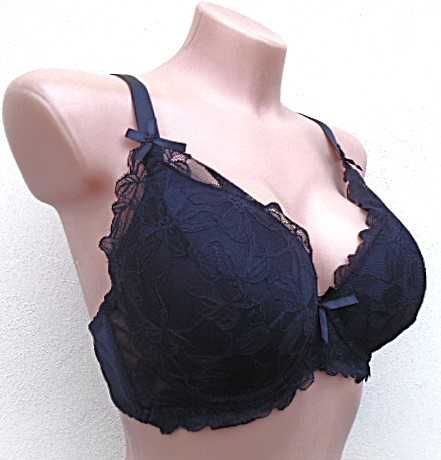 Han /  biustonosz koronkowy 100D  czarny  usztywniany  na fiszbinach