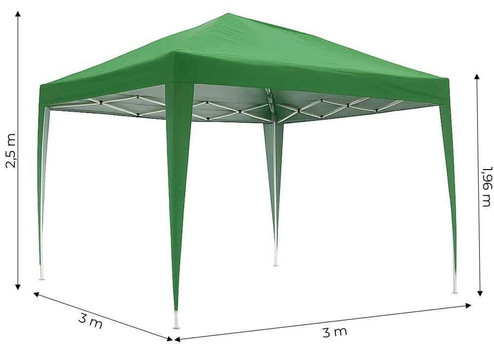 PAWILON Handlowy Ogrodowy lekki 3x3m Zielony - AUTOMATYCZNY