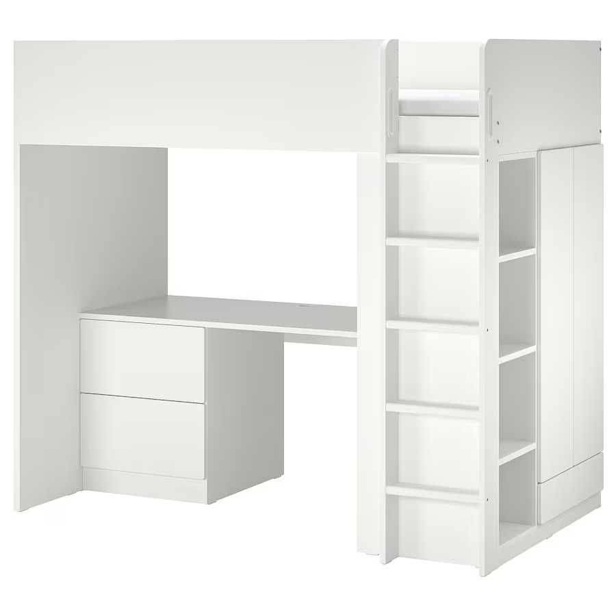 Cama Beliche com secretária e estante Ikea (SMÅSTAD)
