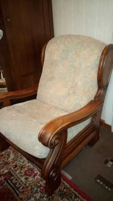 Sofa + 2 fotele komplet wypoczynkowy dębowy solidny