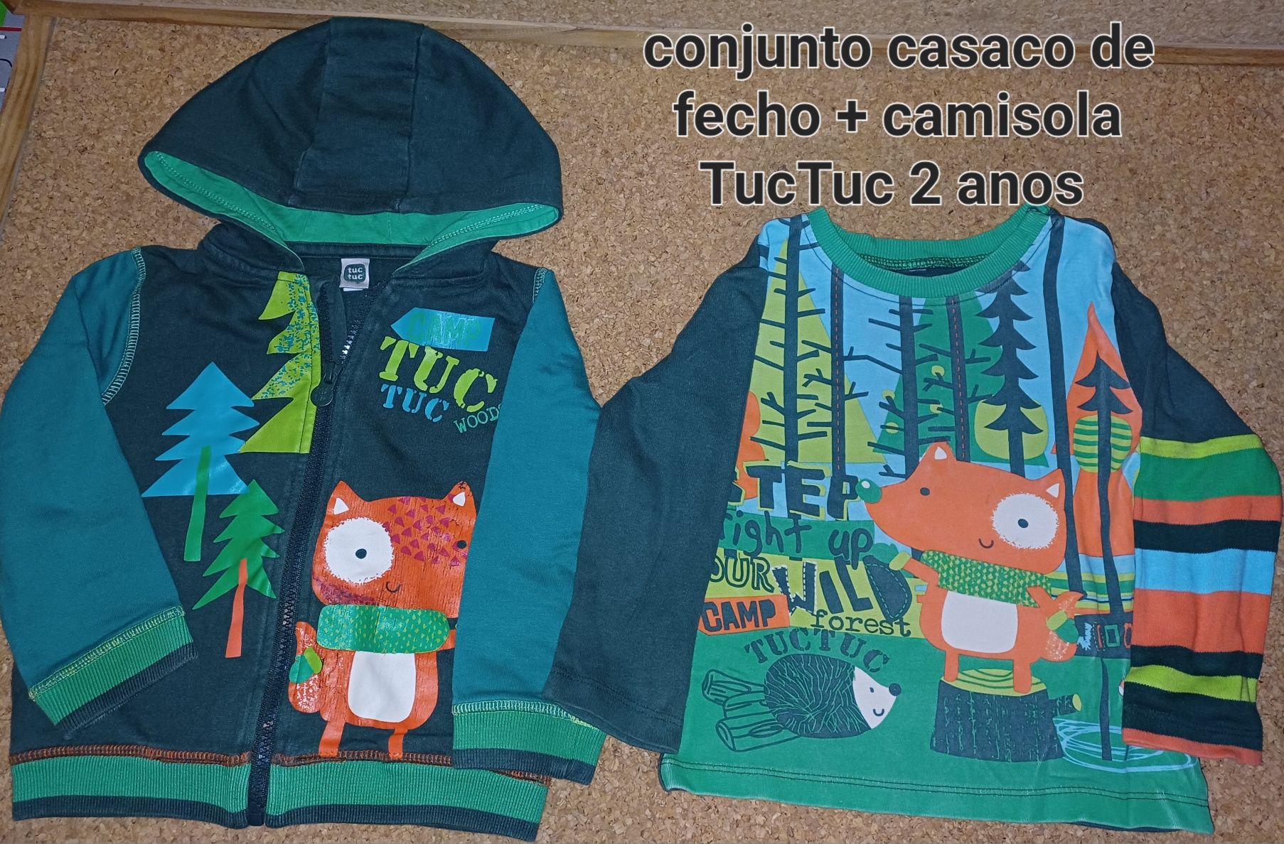 Conjunto casaco capuz fecho + camisola, 2 anos, TucTuc