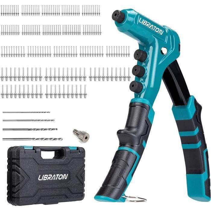 Заклепочник LIBRATON 4 в 1 з 200 заклепками, мундштуками і кейсом