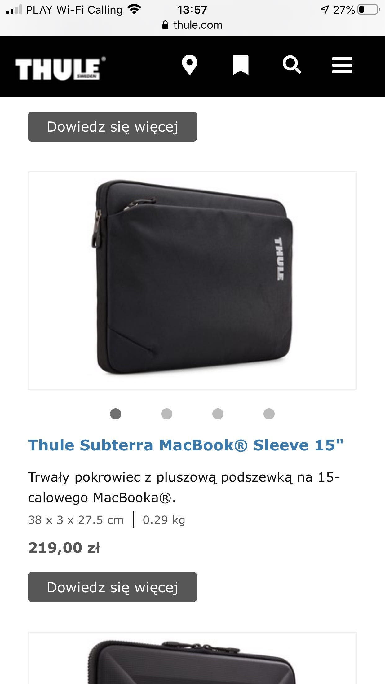 THULE Thule Subterra MacBook® Sleeve 15"
pokrowiec, torba, etui laptop