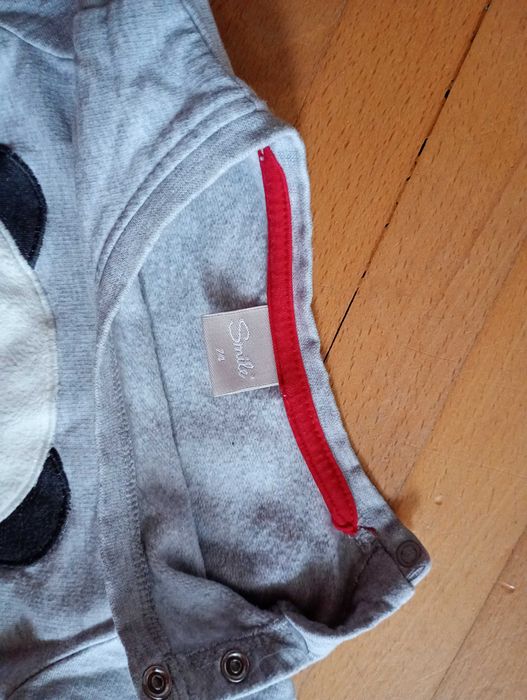 Bluzy ciepłe zimowe ocieplane miś panda 2 sztuki rozm. 74