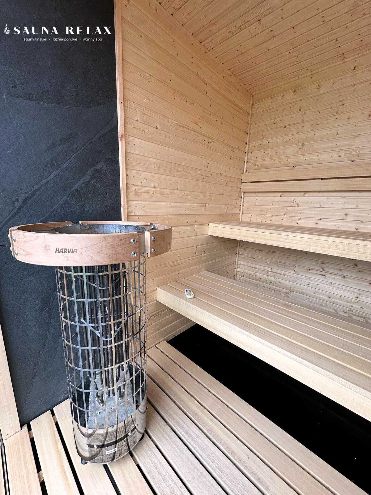 Elegancka sauna zewnętrzna do relaksu w ogrodzie