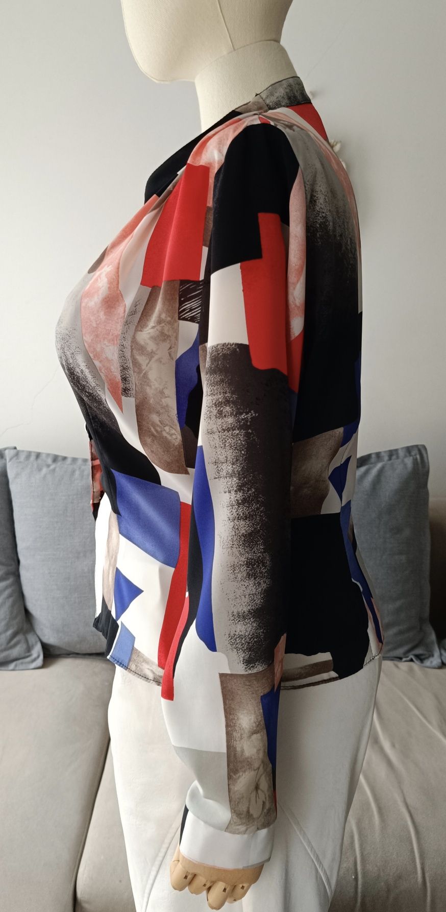 Bluzka koszula biust 55x2 L XL z lat 90 ciekawa grafika kolory urocza