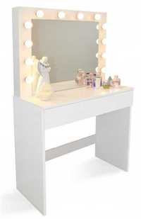 Toaletka kosmetyczna do wizażu biała lustro z oświetleniem biała