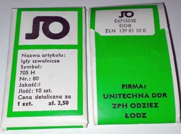 Igły maszynowe typowe półpłaskie nr 80 NOWE - 10 szt.