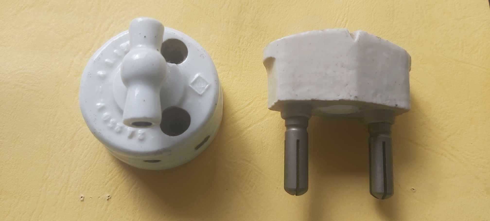 Interruptor de Botão e Porta Fusível 250v em Cerâmica (Vintage)