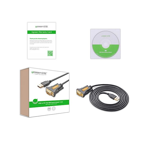 Ugreen kabel adapter USB-A - DB9 RS-232/1.5m szary (CR104)