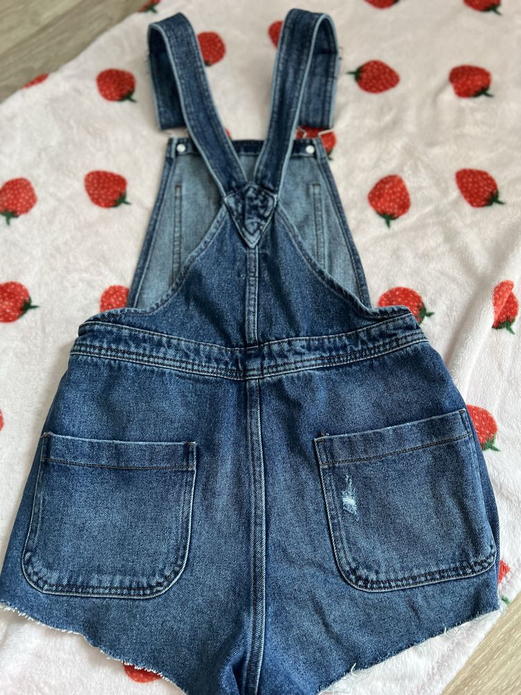 Damskie jeansowe ogrodniczki xs 100% bawełna
