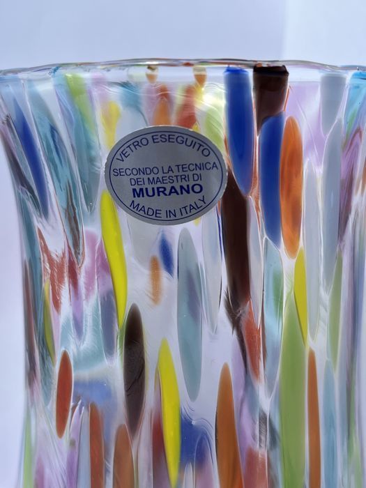 Wazon szkło Murano Millefiori włoskie luksusowy styl design PRL B07096