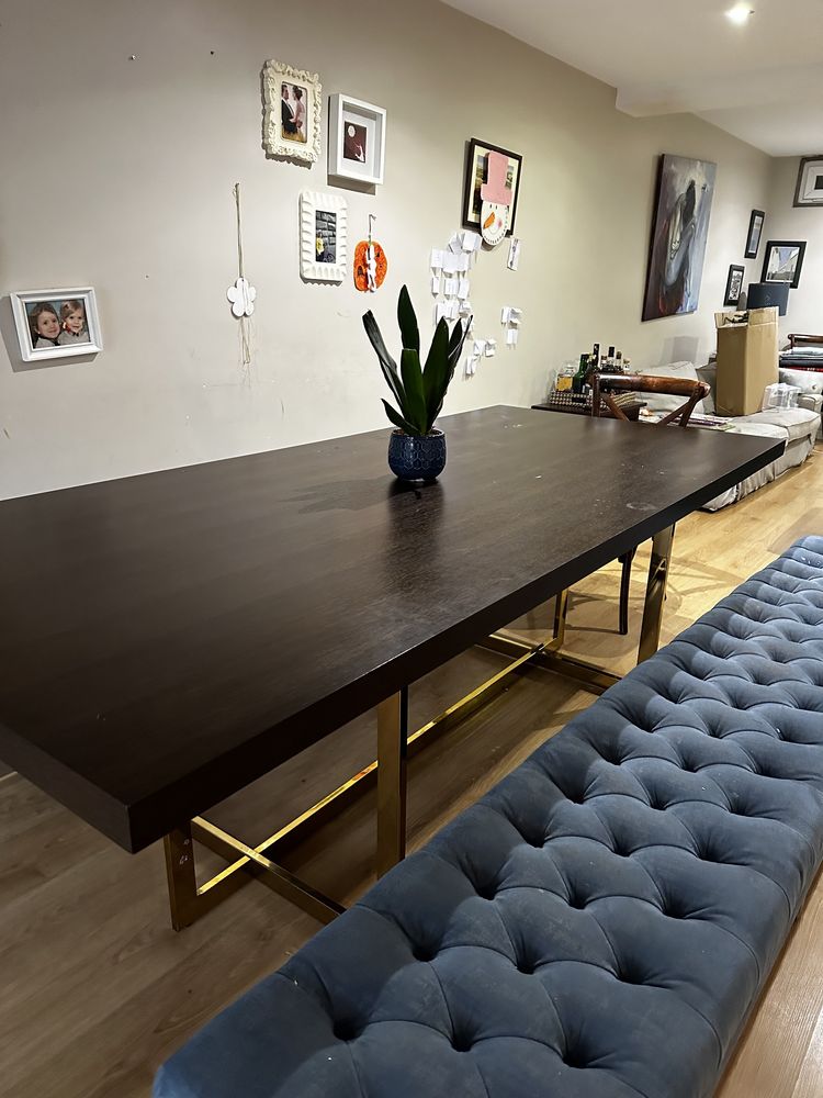 Bancos de mesa de sala em capitone veludo azul
