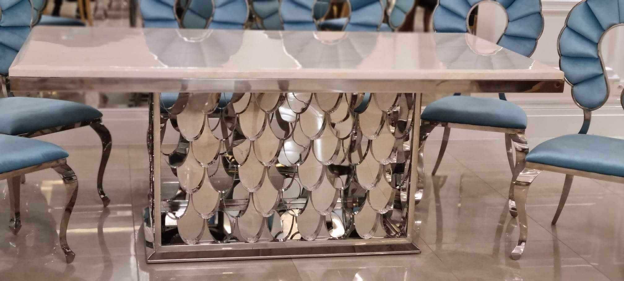Stół + 6 krzeseł Glamour Silver Premium PROMOCJE