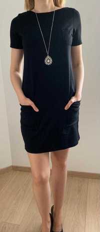 Minimalistyczna czarna prosta sukienka z kieszeniami Esmara XS nowa