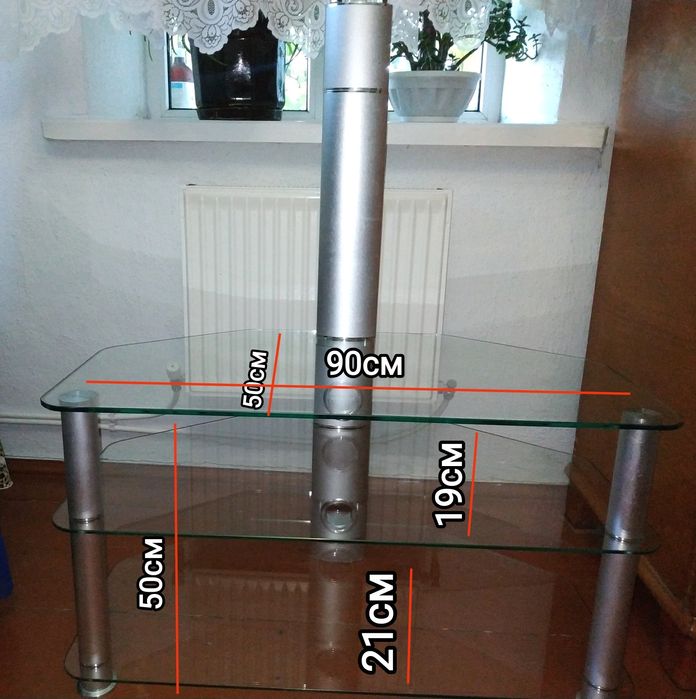 Тумба под телевизор Halber стекло Tempered. Столик  журнальний.