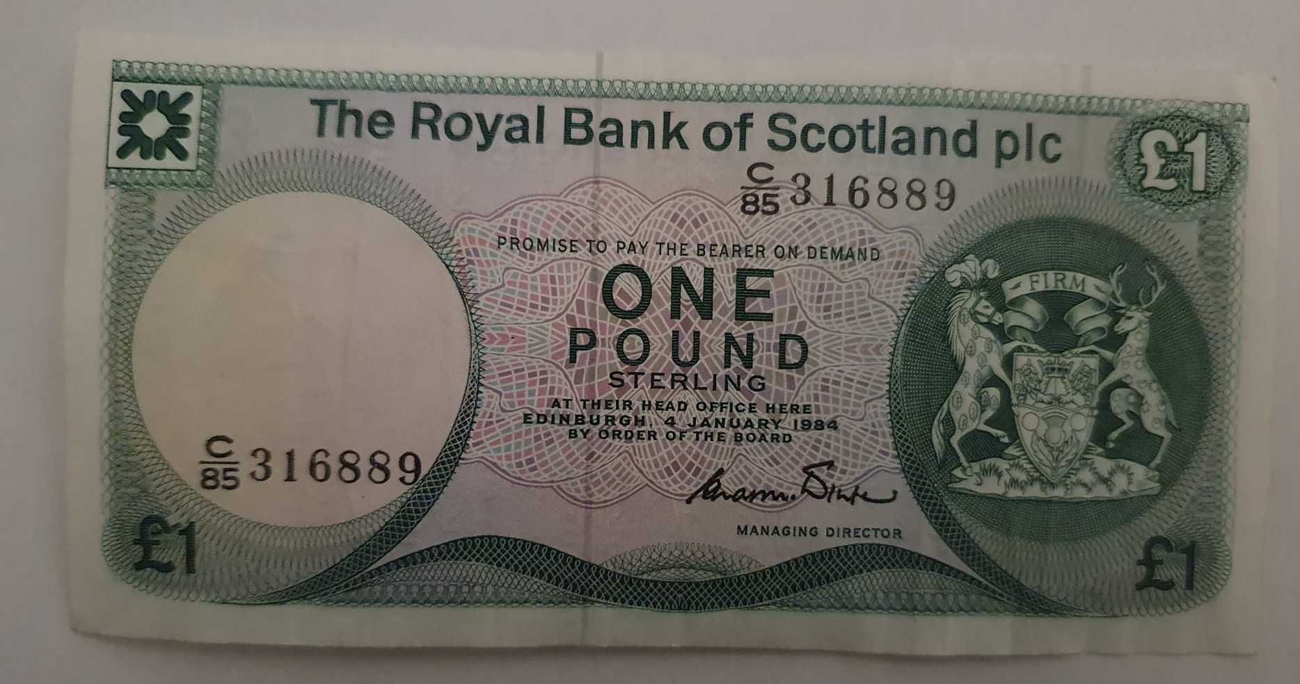 Banknot 1 funt szkocki 1984 r Szkocja