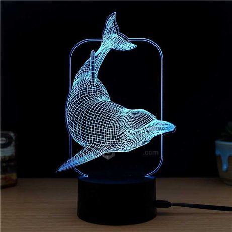 Lâmpada LED 3D "Golfinho"