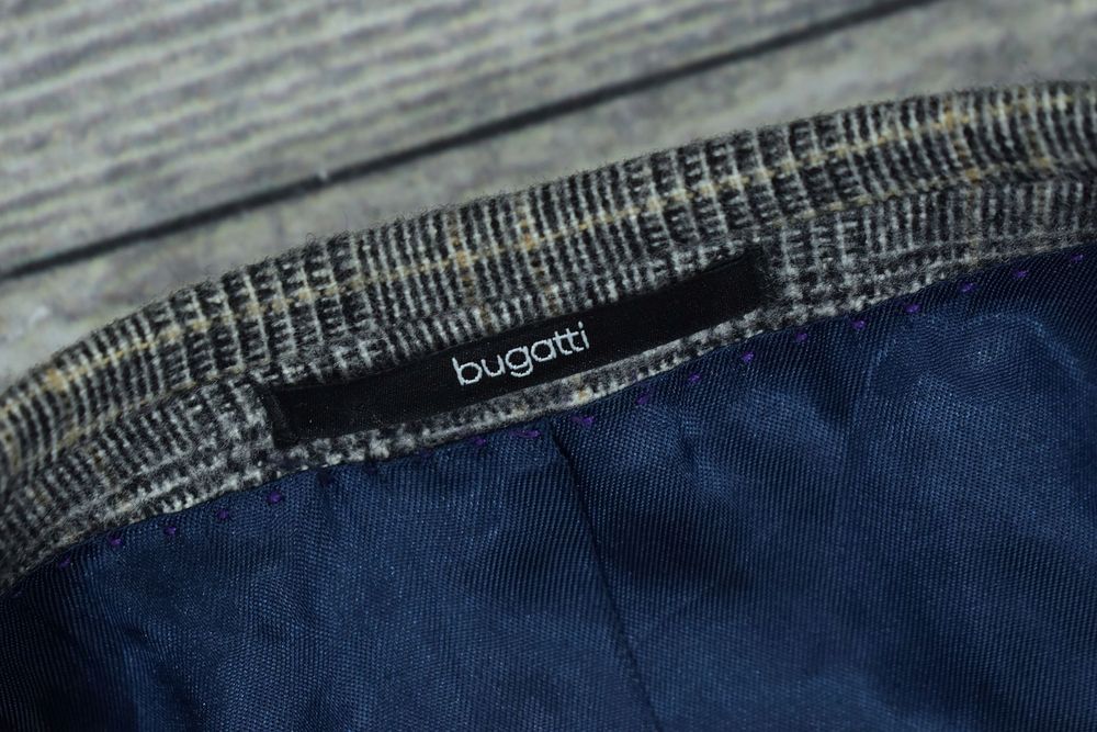 Bugatti Wełniana Marynarka Męska W Kratkę Tweed 26 L