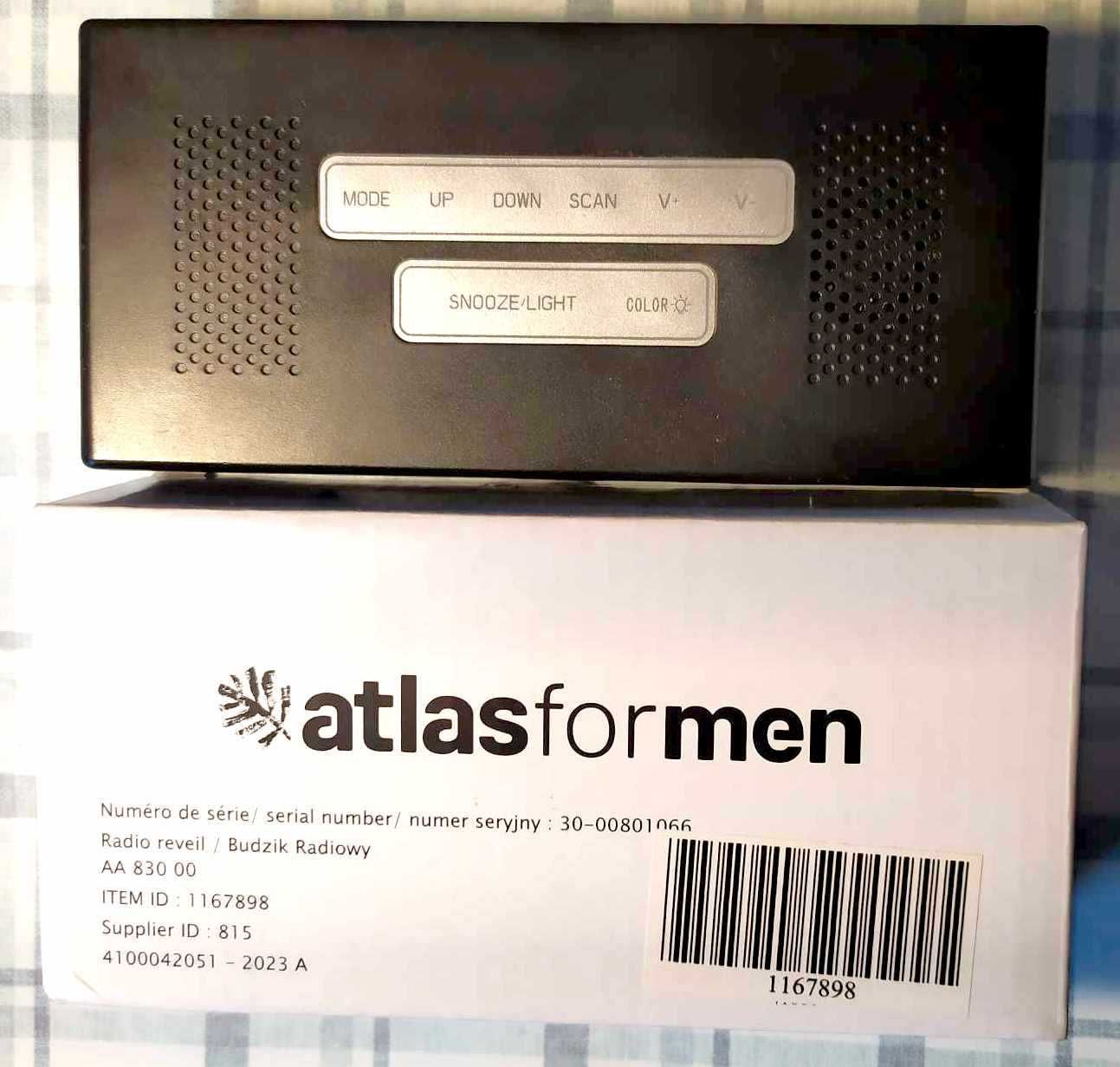 Budzik elektroniczny z radiem FM. Atlas for Men