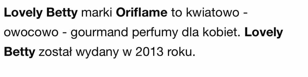 Perfumy UNIKAT Lovely Betty Oriflame