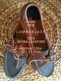 Lumberjack  Nowe męskie buty żeglarskie, 100% Skóra, Roz. 42 / 27,3 cm