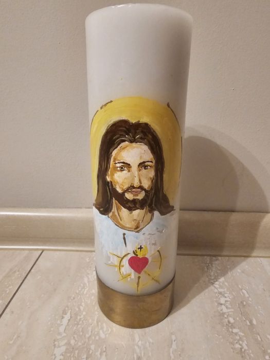 Świeca liturgiczna na ołtarz serce Pana Jezusa Jezus Zmartwychwstały