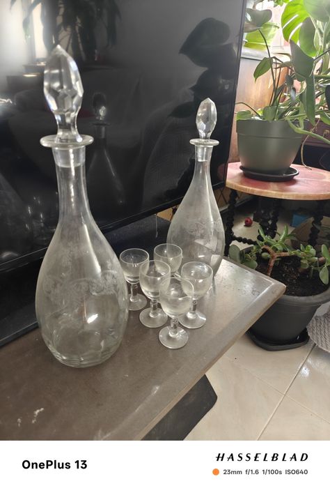 2 garrafas de licor + 5 copos