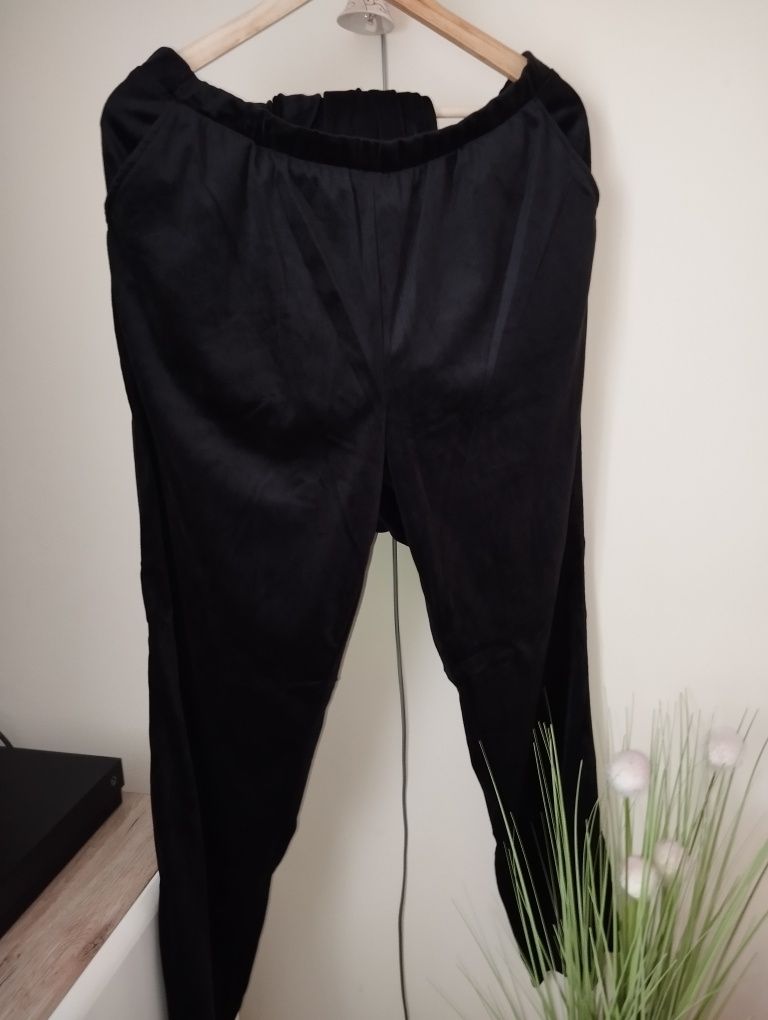 Nowa elegancka welurowa czarna piżama damska zimowa 44/46 XXL 3XL