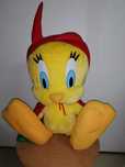 Peluche grande amarelo com capa vermelha