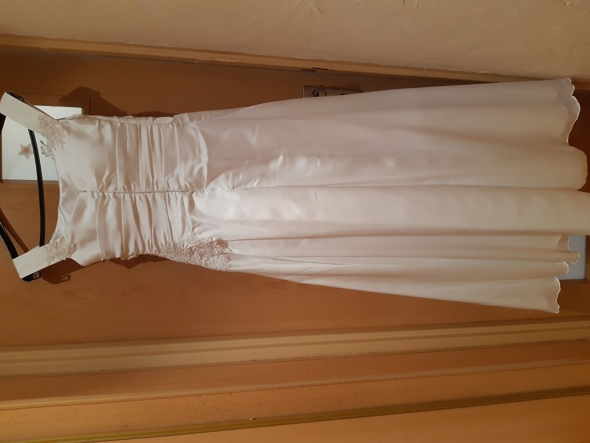 Piękna suknia ślubna r.36 + bolerko, rękawiczki, podwiązka - GRATIS!