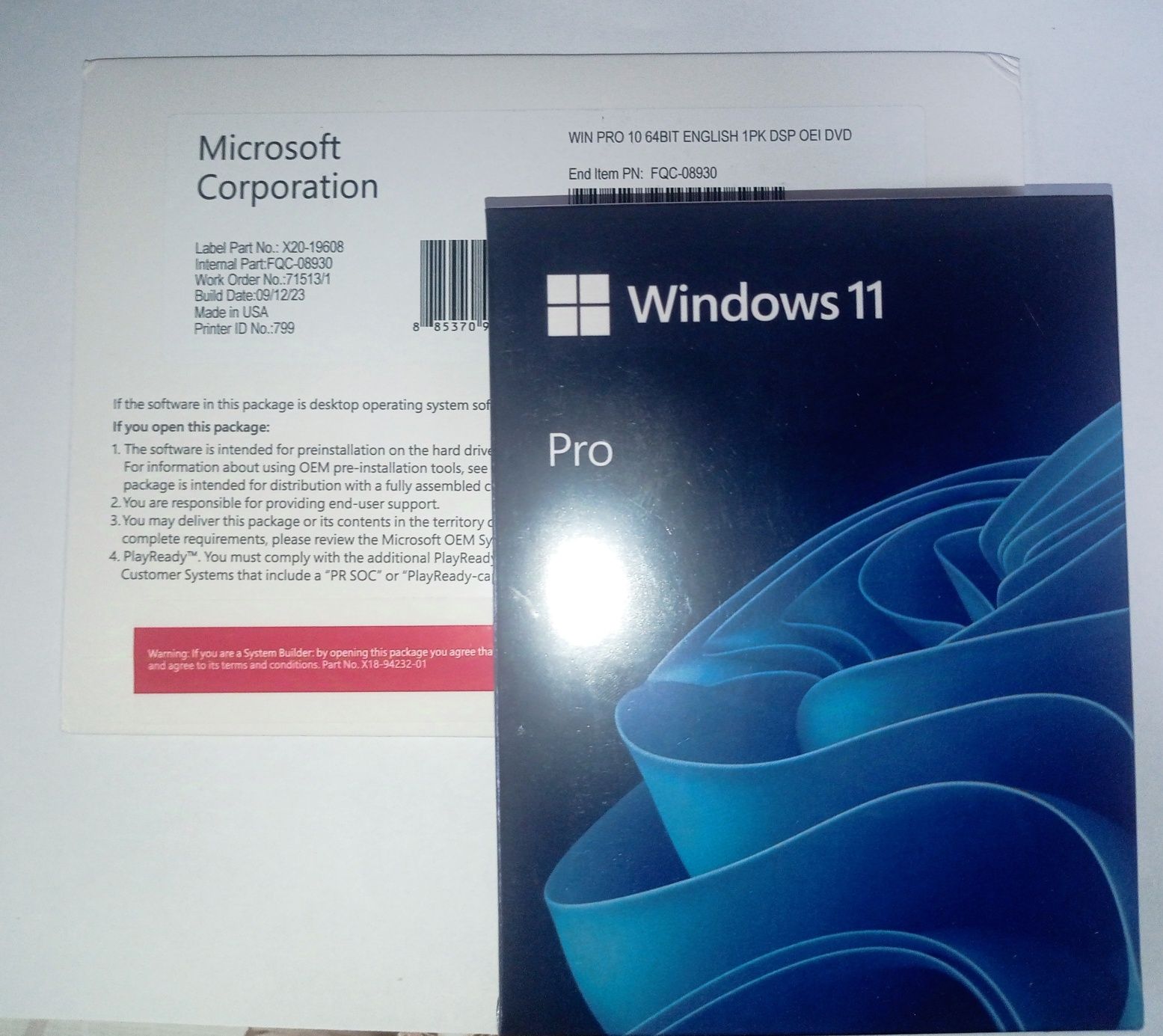 Windows 11-10 Pro - Home ключ Коробкова box версія Наклейка ОЕМ Retail