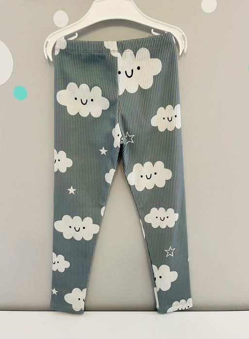 Nowe szare legginsy w prążek z chmurkami Don't Grow Up r.116/122
